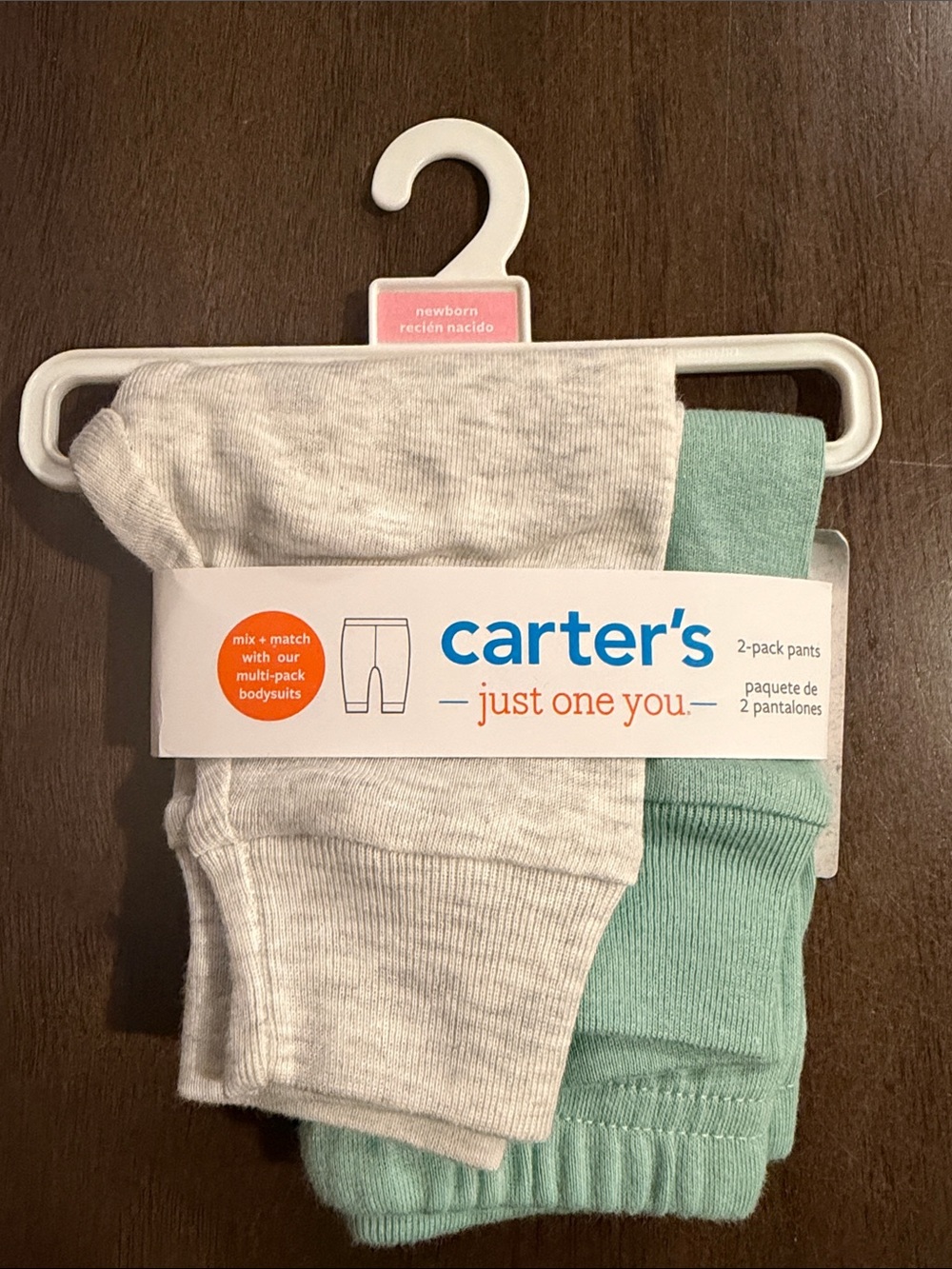 NWT Carter's 2-Pack Baby Pants in Heather Gray and Mint Green